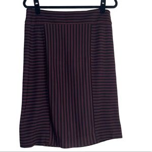Loft pencil skirt burgundy and black stripes size 10